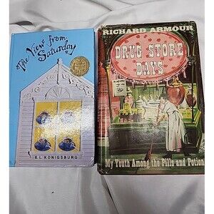 Drug Store Days 1rst edition Richard Armour & A view from Saturday Konigsburg 96